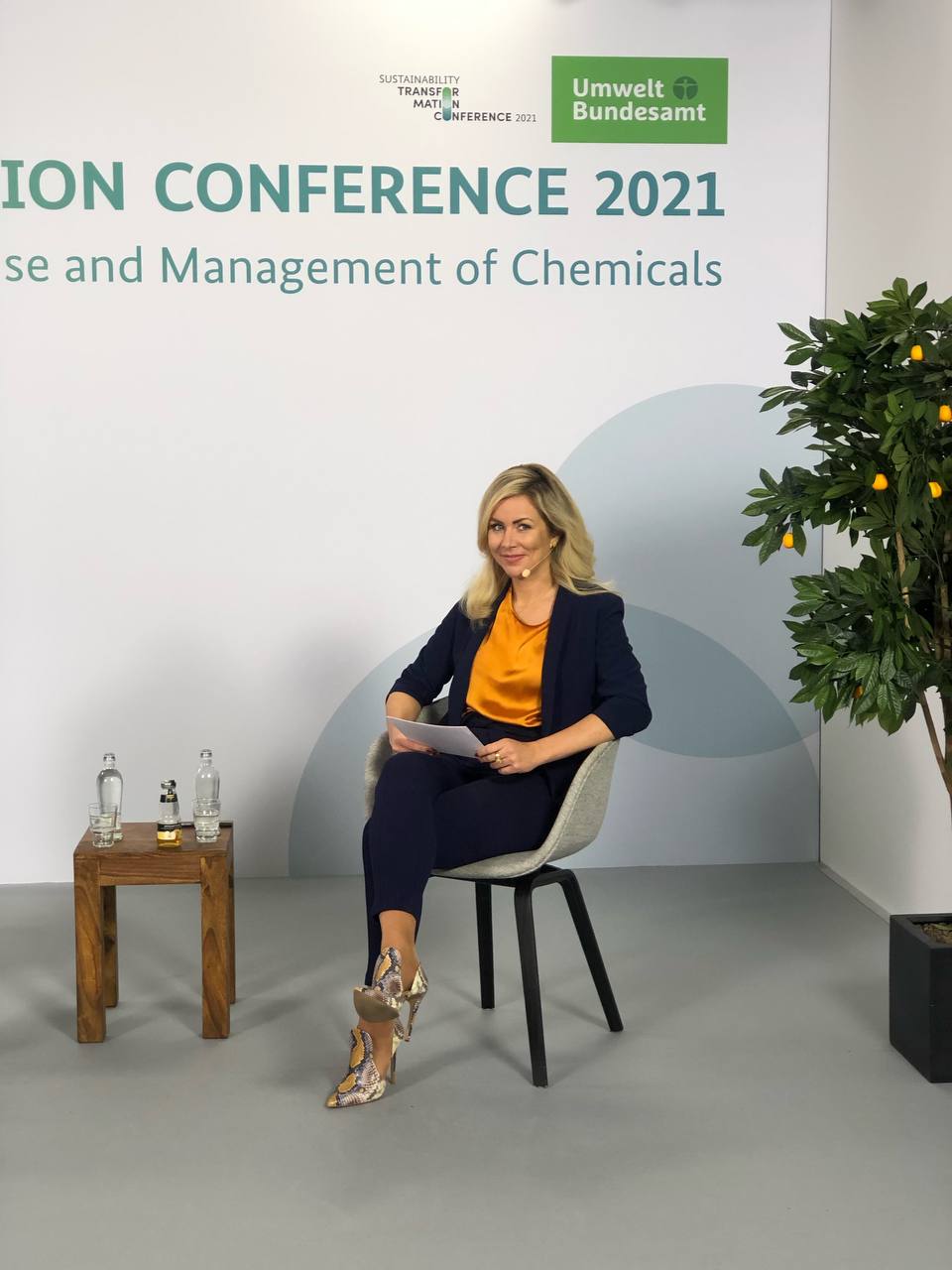 Dr. Ines Marbach moderiert eine Konferenz des Umweltbundesamts